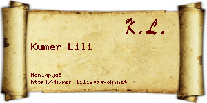Kumer Lili névjegykártya